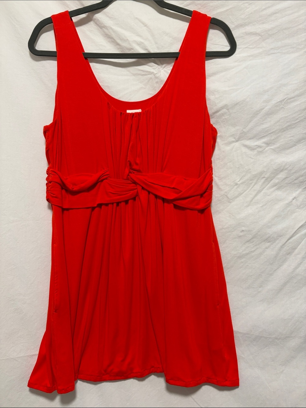 EUC Soma Bright Red Sleeveless Knot-Front Tunic Large